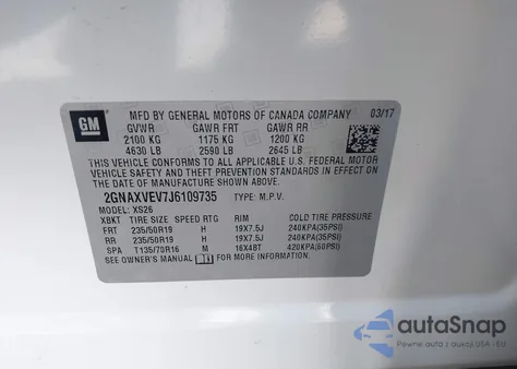 2018 Chevrolet Equinox Premier from USA, damaged, VIN 2GNAXVEV7J6109735